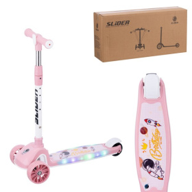 Самокат трехколесный Slider, колеса светящиеся, руль складной Самокат трехколесный Slider, колеса светящиеся, руль складной