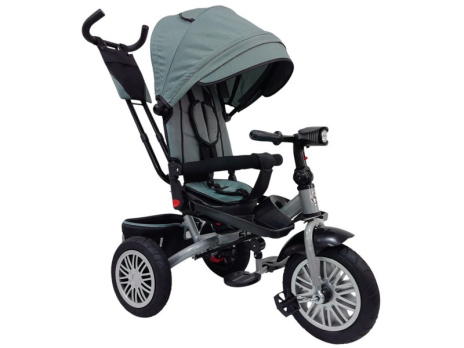 Велосипед трехколесный SLIDER, надувные колёса 12 и 10", фара, корзинка, сумочка