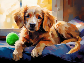 Алмаз мозаика "В ожидании прогулки" (класс.) 30х40 см, без подрамника, с полным заполнением, (30цв),