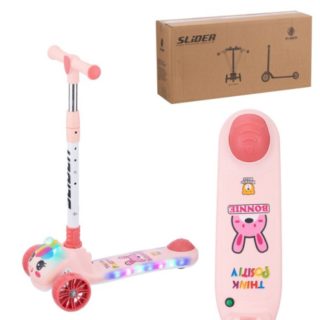 Самокат трехколесный Slider, колеса светящиеся, руль складной