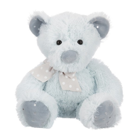 Мишка светло-мятный с бантиком, 19 см