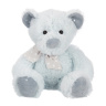 Мишка светло-мятный с бантиком, 19 см