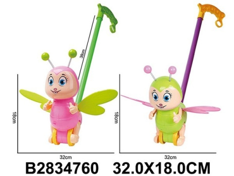 Каталка на палочке "Бабочка", высота ручки: 38 см, 2 цвета в ассортименте