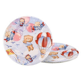 Бумажные тарелки Мишки в полете (18 см,6 шт),флоупак