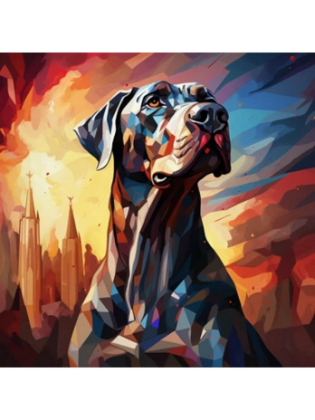 Холст с красками по номерам "Собаки" Пёс смотрит вдаль. 30*30 см (20 цв.)