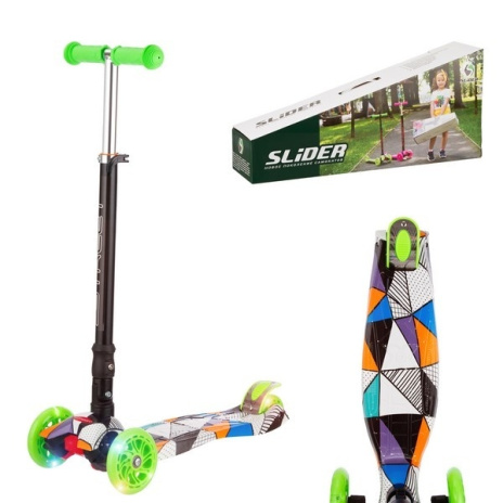 Самокат трехколесный складной, колеса PU со светом