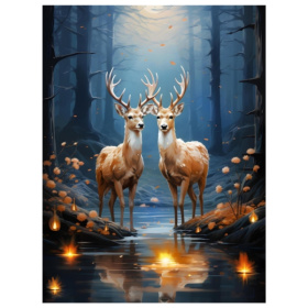 Алмаз мозаика (класс.) 30х40 см, без подр., с полн. заполн.(30цв) Лесные хранители