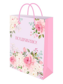 Optima Пакет подарочный с глянц.лам. (12 шт. в спайке) 22*31*10 см,  (ML) Нежный букет, в/п 31*22*10