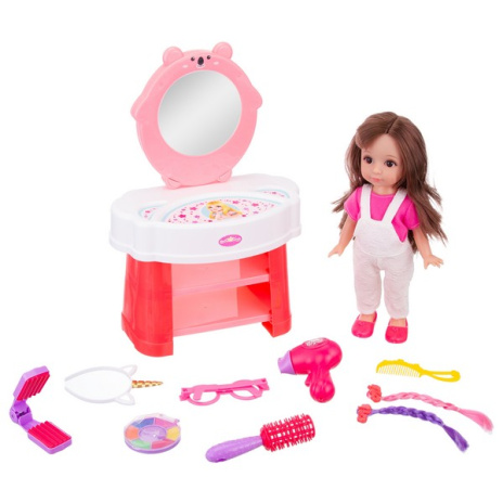 Набор "Модница" Girl`s Club" в комплекте: кукла 30 см, трюмо со звуком и светом, блестящая упаковка