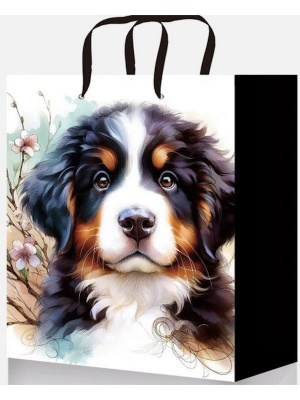 Optima Пакет подарочный с глянц.лам. 18x23x8 см (М) Песик и веточки