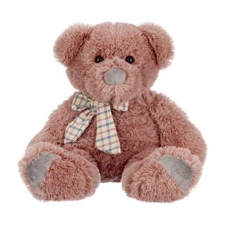 Мишка розовый с бантиком, 22 см