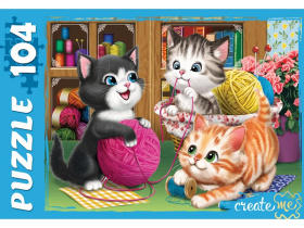 ПАЗЛЫ 104 элемента.Три милых котенка