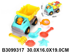 Набор "Песочный" (грузовик, лейка, сито, совок, грабли, 2 формочки)