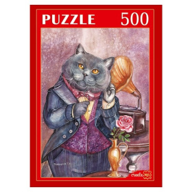 Пазлы 500 элементов "Кот с граммофоном"