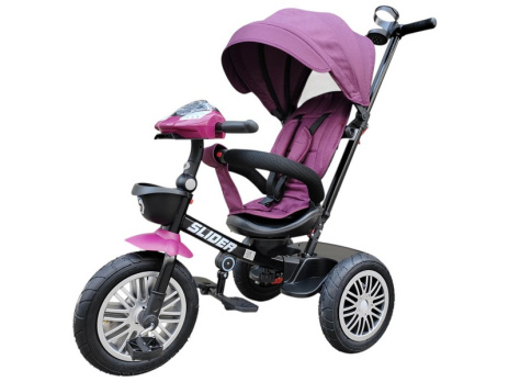 Велосипед трехколесный SLIDER, колёса EVA 12 и 10", фара, корзинка, сумочка