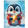 Холст с красками 17х22 см по номерам в коробке (14цв.) Снежный пингвинёнок,