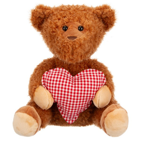 Мишка коричневый с сердцем, 24 см