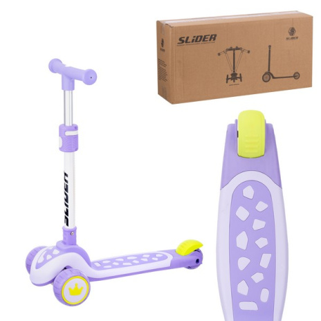 Самокат трехколесный Slider, колеса светящиеся, руль складной Самокат трехколесный Slider, колеса светящиеся, руль складной