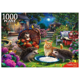 Пазлы 1000 элементов. ЕЖИ И КОТЕНОК