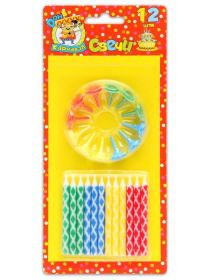 Свечи для торта с цветным узором 12 шт Свечи для торта с цветным узором 12 шт