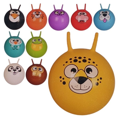 Мяч гимнастический с рожками, 55см, "Мордашки животных" микс цвета