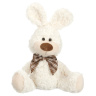 Зайчик белый с коричневым бантиком в клетку, 30 см