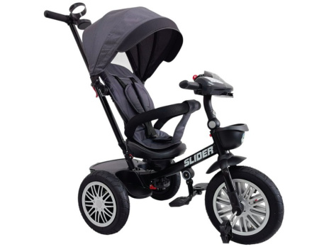 Велосипед трехколесный SLIDER, колёса EVA 12 и 10", фара, корзинка, сумочка