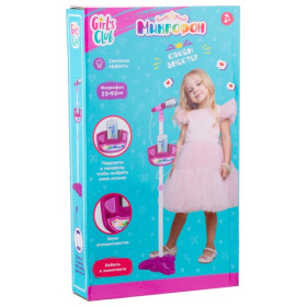 Микрофон "Girl's Club", размер 25*95 см, световые и звуковые эффекты, подключается к телефону