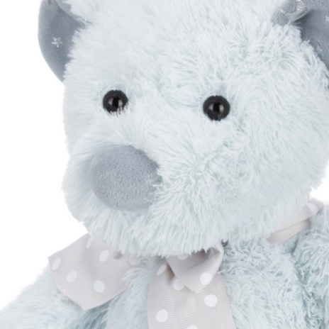 Мишка светло-мятный с бантиком, 24 см