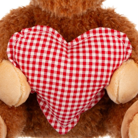 Мишка коричневый с сердцем, 19 см