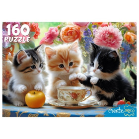 Пазлы 160 элементов. Три котёнка на столе