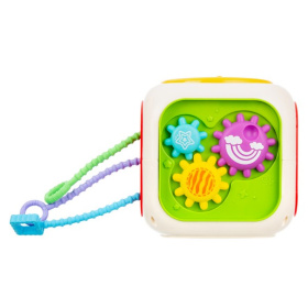 Центр развивающий Elefantino "Умный куб" 6в1, резиночки с разной текстурой, шестерёнки, сортер