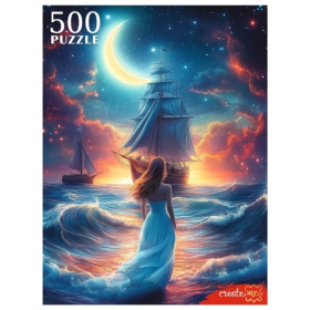 Пазлы 500 элементов. ДЕВУШКА У НОЧНОГО МОРЯ