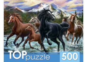 TOPpuzzle. Пазлы 500 элементов "Табун лошадей в горах"