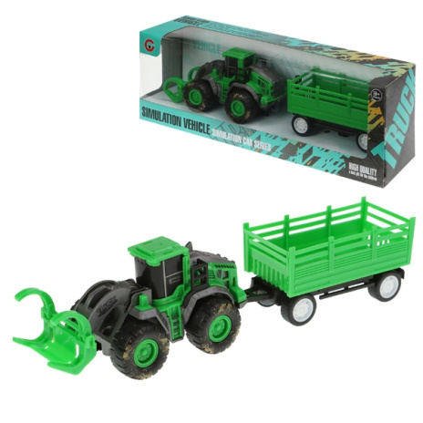 Машинка инерционная "Бульдозер с прицепом" (25x6x8,5 cм, пластик, прицеп, в кор.)