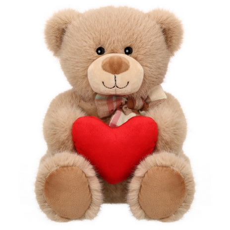Мишка бежевый с сердцем, 19 см