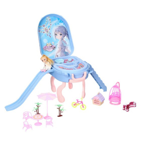 Набор "Дом" куклы, мебель, аксессуары, световые эффекты, размер: 47*73*34 см, рюкзак-чемоданчик