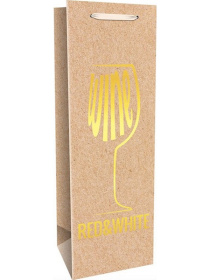 Пакет подар.из крафт-бум. с тисн.фольг.12.5х36.5х9см(craft Bottle)зол.бокал с надписью