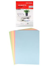 Бумага цветная PALE ПАСТЕЛЬ-АССОРТИ 5цв. (Б-3568) А4 80 г/м2., 50л.
