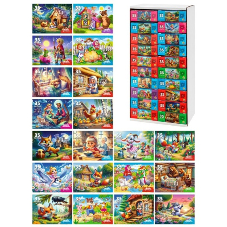 Микс.Пазлы 35 элементов Серии "Оживи мультфильм"  СКАЗКИ №2 (20 шт в шоубоксе)