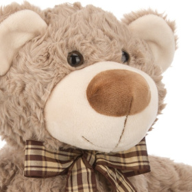 Мишка с коричневой ленточкой в клетку, 25 см