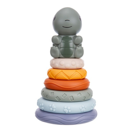 Пирамидка Elefantino "Черепашка", размер: 10*20 см, фигурка животного, различные текстуры колечек