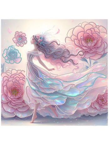 Алмаз мозаика "Очаровательная девушка" (блест.) 30х30 см, с подрамником, с частич.заполнением (6 цв)