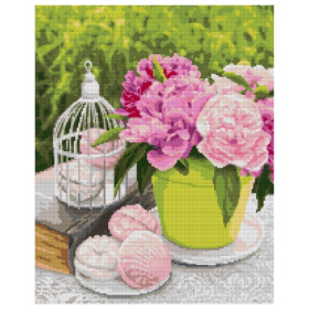 Алмазная мозаика 40*50 см (полное заполнение) "Сладости и пионы"