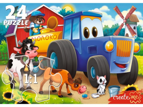 Маси пазлы 24 элемента Весёлый трактор №3