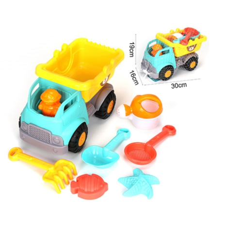 Набор "Песочный" (грузовик, лейка, сито, совок, грабли, 2 формочки)