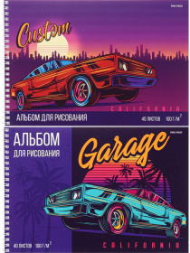 Альбом для рисования А4 40л. Автомобиль в Калифорнии, гребень, 29,3*19,7*0,8 см