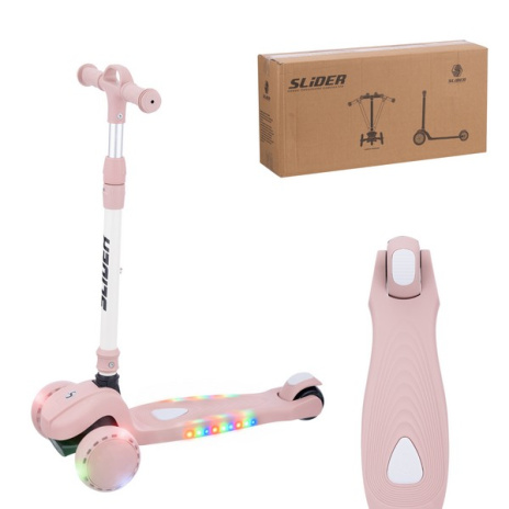 Самокат трехколесный Slider, светящиеся колёса и платформа, руль складной Самокат трехколесный Slider, светящиеся колёса и платформа, руль складной