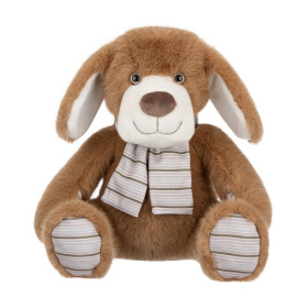 Собака бежевая  в шарфике, 22 см