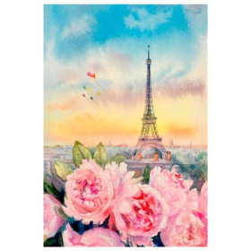 Алмаз мозаика (блест.) 17х22 см, с подр., с полным заполн. (22цв) Пионы Парижа